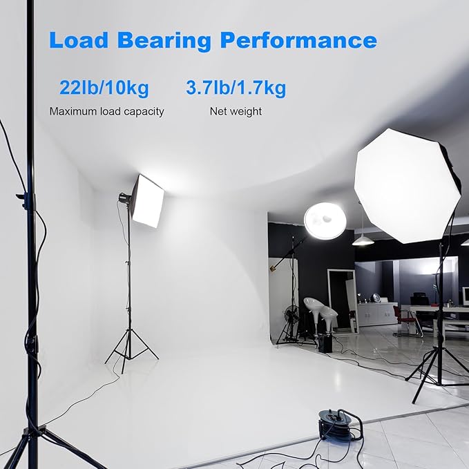 2pack Heavy Duty Light Stand 9.2ft / 110" Aluminum Spring Cushioned Tripod - Image 2