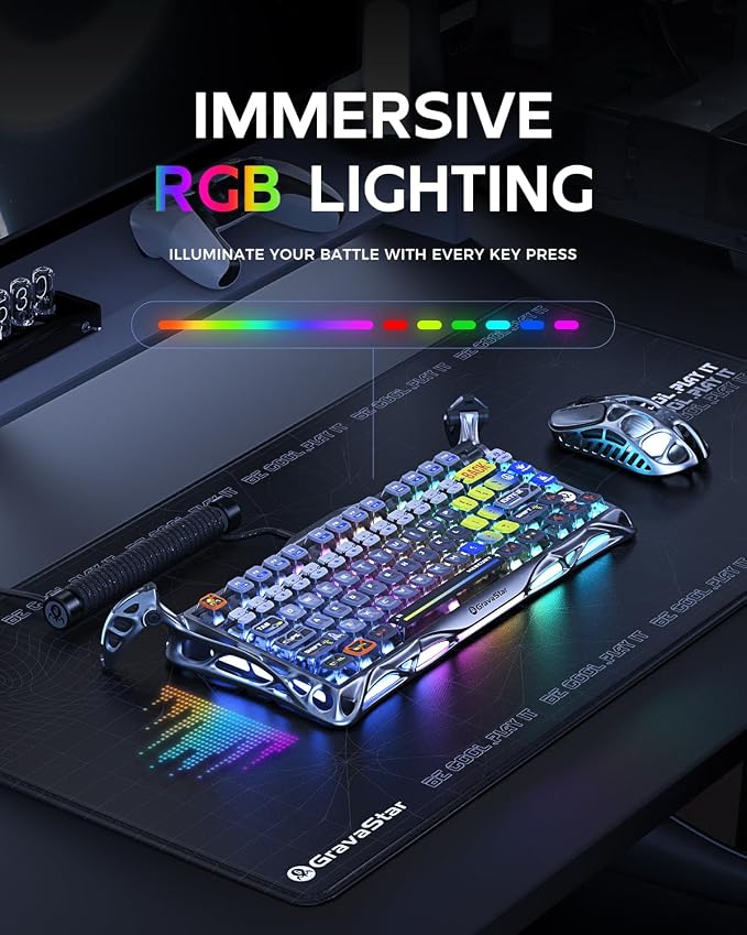 GravaStar Mercury K1 Pro Wireless Mechanical Gaming Keyboard, 75% Layout RGB - Image 5