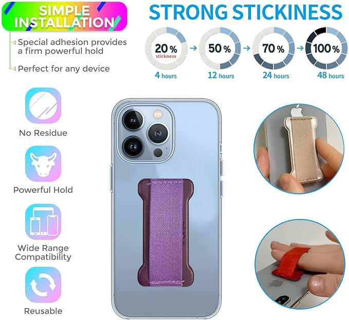 Phone Grip Strap Holder for Hand, Universal Finger Strap Phone Holder, Finger - Image 2