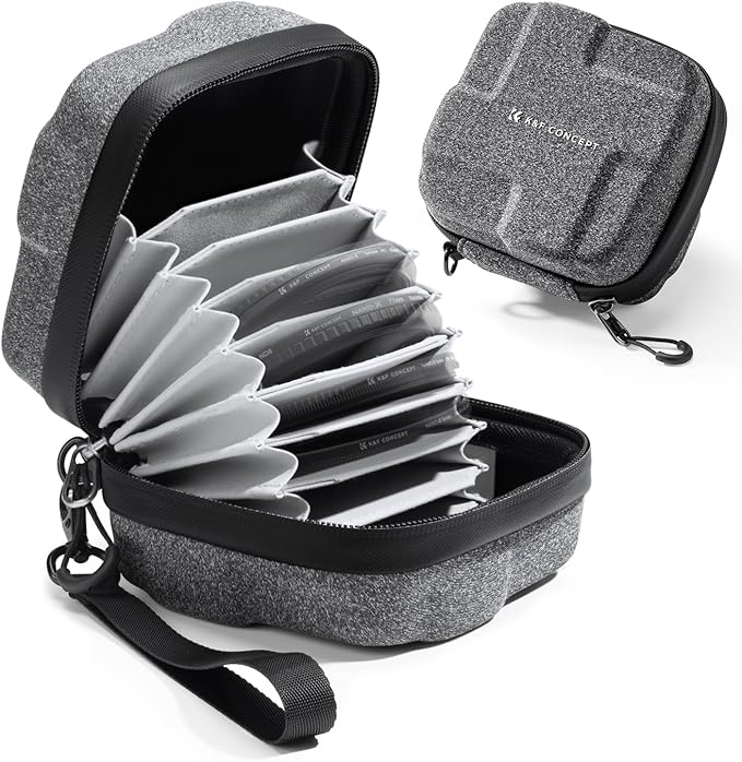 K&F Concept 10 in 1 Lens Filter Case, Hard Shell Camera Filter Pouch Up to 82mm by KFCONCEPT