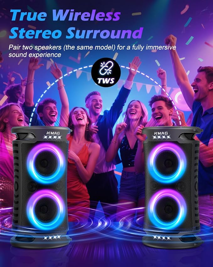 Large Bluetooth Speaker, 260W Peak Powerful Loud Sound - Image 6