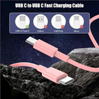 3-Pack Pink 60W USB C to USB C Cable, Type C Fast Charging Cable - Image 7