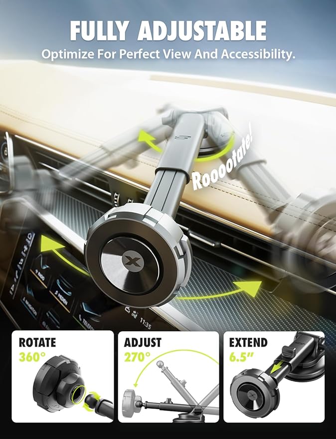 Bracketron MagSafe Car Mount, MagAlign Max Magnetic Phone Holder - Image 4