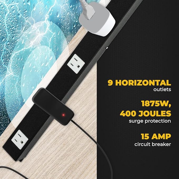 9 Outlets 3 Feet Power Cord 3 Feet Body Opentron OT3093 Heavy Duty Metal Surge - Image 3
