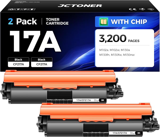 17A Black Toner Cartridge 2-Pack by JCTONER