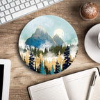 Round Mouse Pad, Abstract Mountain Design Mouse Pad, Custom Cute Mouse Pads - Image 5