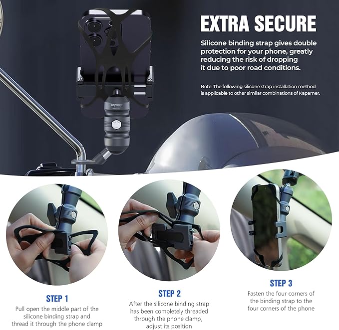 Motorcycle Phone Clip Kit, Anti-Theft Double Socket Arm/Angled Bolt-Head - Image 4