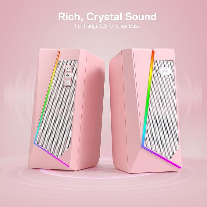 Redragon GS520 RGB Desktop Speakers, 2.0 Channel PC Computer Stereo Speaker - Image 3