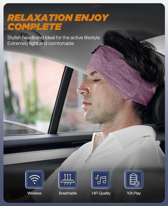 Perytong Sleep Headphones Bluetooth Headband, Headband Headphones - Image 5