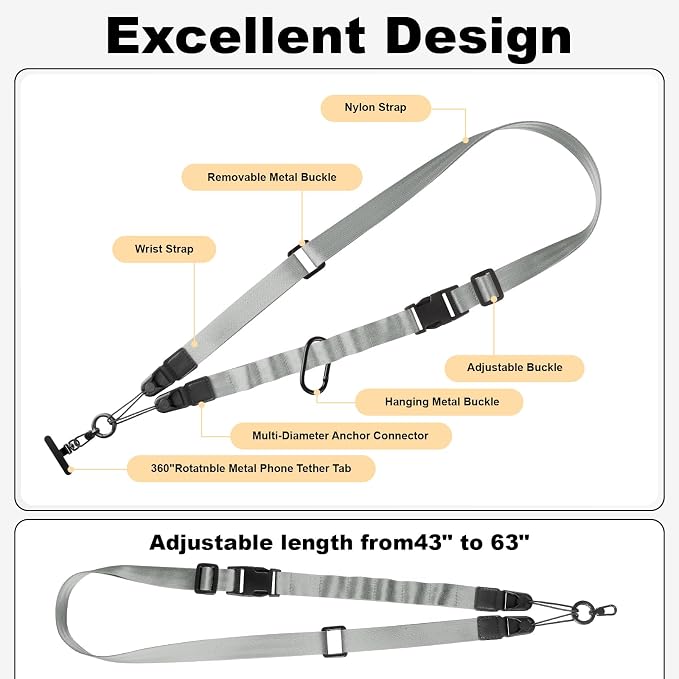 Adjustable Crossbody Phone Lanyard, Universal Phone Wrist Strap and Phone Neck - Image 3