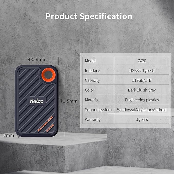 Netac 1TB Extreme Portable SSD External Solid State Drives Up to 2000MB/s Read - Image 3