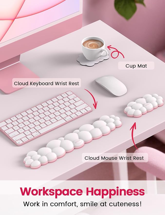 Vaydeer Cloud Keyboard Wrist Rest Set – Ergonomic Memory Foam Wrist Pad - Image 5