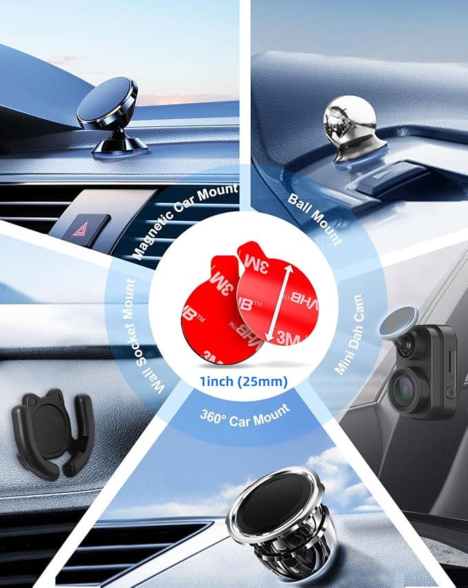 10 Pcs 3M Sticky Adhesive Pads for Car Magnetic Phone Holder, 1 inch Round VHB - Image 6