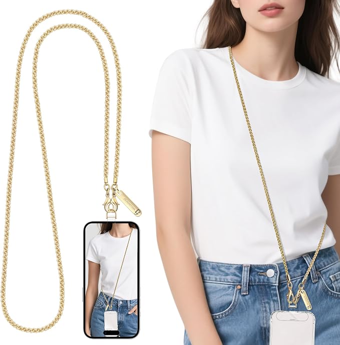 Metal Phone Chain, Crossbody Detachable Phone Lanyard by Derraffina