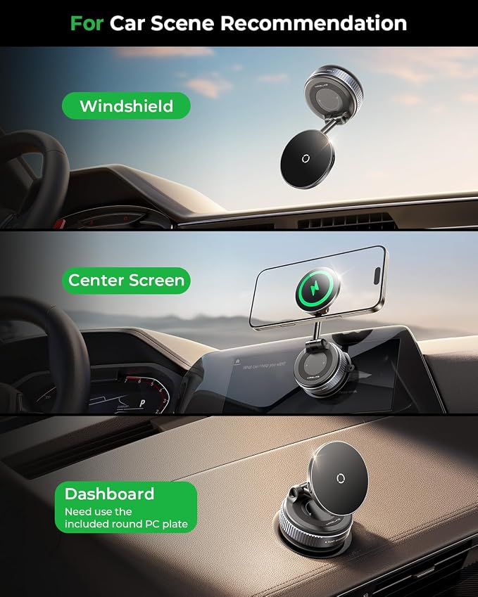 MRGLAS for 15W MagSafe Car Mount Charger, Vacuum Magnetic Wireless Car Charger - Image 2