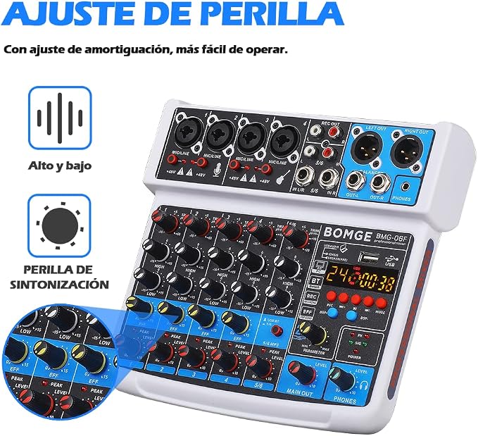 BOMGE 6 Channel mini DJ Audio sound mixer console - Image 5