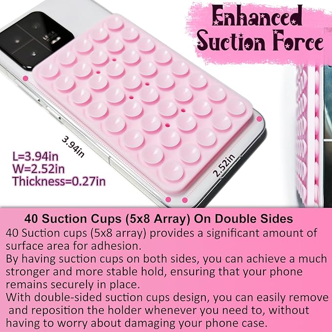 2 Pack Silicone Suction Cup Phone Case Mount Double Sided, Hands-Free Strong - Image 5