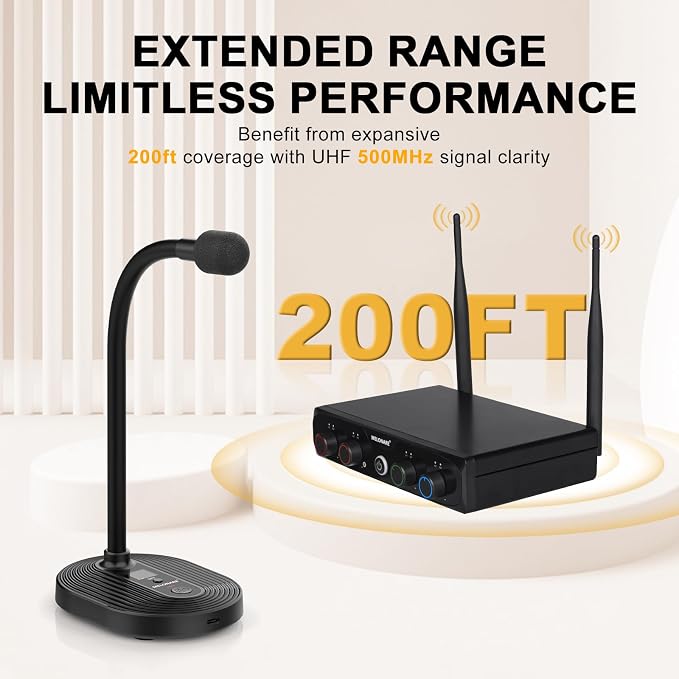 4-Channel Wireless Conference Microphone System, UHF Compact Cordless Mic Set - Image 3