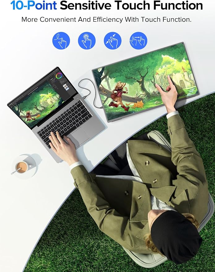 UPERFECT 24.5" 2K Portable Monitor Touchscreen, 165Hz Gaming Monitor FreeSync - Image 2