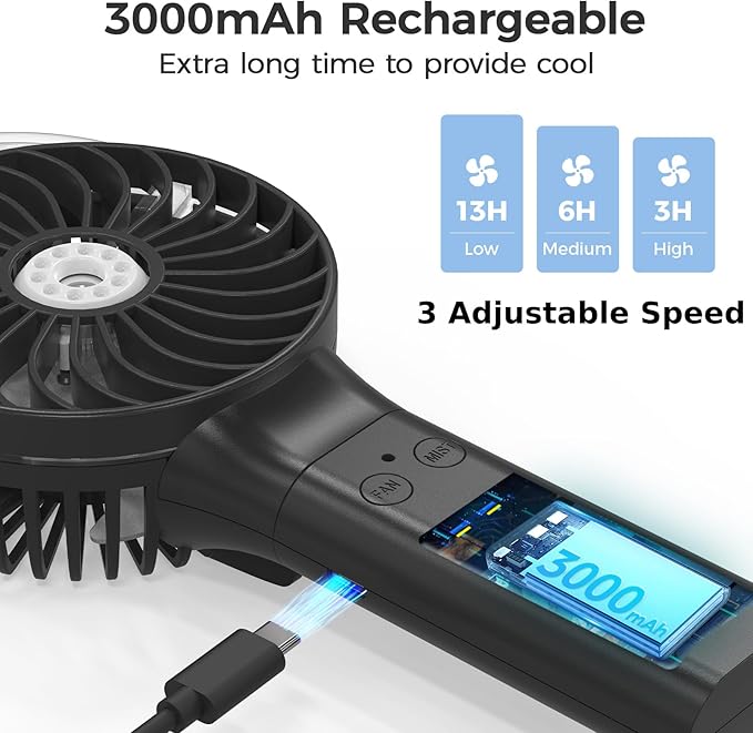 PANERGY Handheld Misting Fan – Rechargeable Battery Operated, Handheld Personal - Image 4