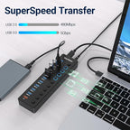 Powered USB Hub, 11-Port USB 3.0 Hub Splitter - Image 2