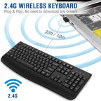 EDJO Wireless Keyboard, 2.4G Ergonomic Full Size Wireless Computer Keyboard - Image 3