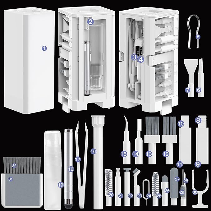 Cleaning Kit for Phone Headphone 32 in 1 Multi-Functional Electronics Cleaning by Hallocool