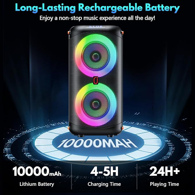 Karaoke Machine with 2 Wireless Microphones, Portable Bluetooth 5.3 Karaoke - Image 3