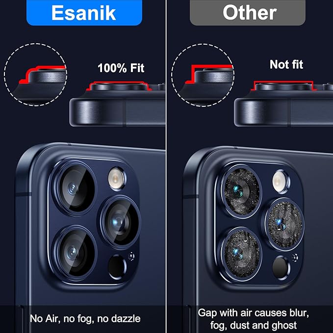 Esanik 2 Pack for iPhone 15 Pro/iPhone 15 Pro Max Camera Lens Protector - Image 3