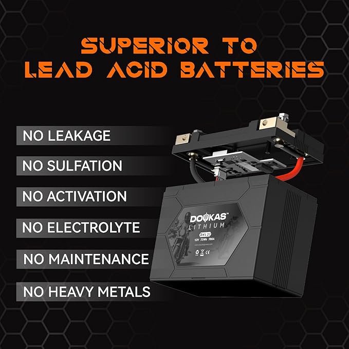 DKL20 700A LiFePO4 Motorcycle Lithium Battery, 12V 6Ah Powersports Battery - Image 3