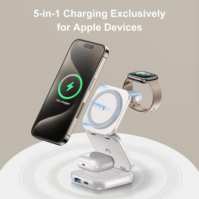 5-in-1 Wireless Charger for MagSafe, AC ISLAND Portable Travel Charging Station - Image 2