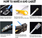 PETECHTOOL RJ45 CAT6 Pass Through Connectors Gold Plated 8P8C Plugs and Strain - Image 5