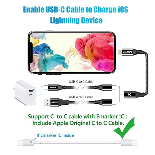 AGVEE 2 Pack 4 inch USB-C Female to Lightning Male Adapter, 30W Fast Charging - Image 5
