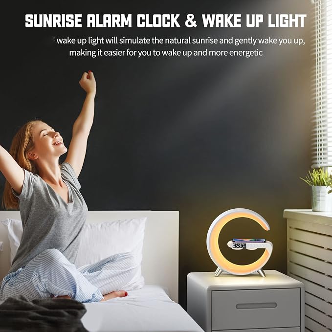 Smart Table Lamp with 4-in-1 Wireless Charger, Night Light, Alarm Clock - Image 4