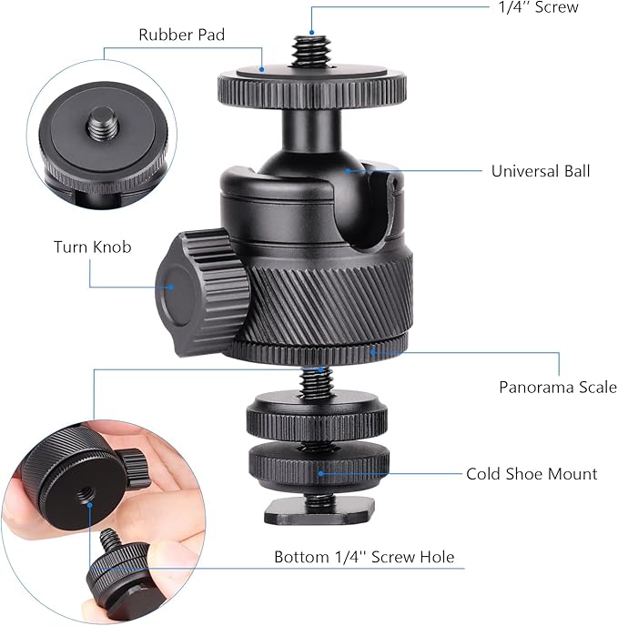 Mini Ball Head, CNC All Metal Aluminum Universal Panoramic Tripod Head Mount - Image 5