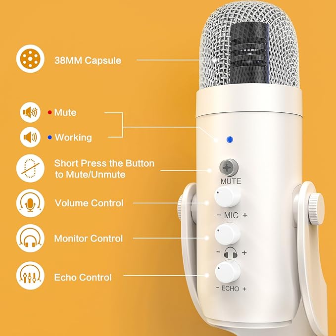 ZealSound USB Microphone, Quick Mute Noise Cancel - Image 4