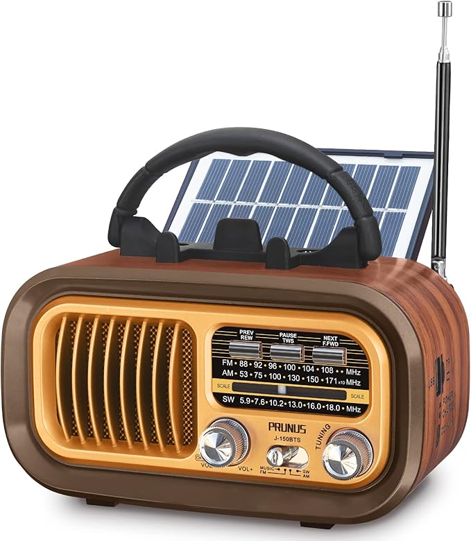 PRUNUS J-150 Portable Radio AM FM SW Bluetooth Speaker, Retro Radios Vintage by PRUNUS