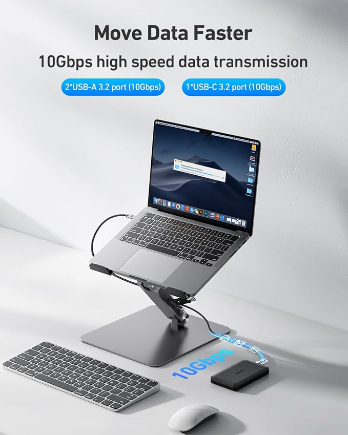 BENFEI Laptop Stand with USB C 7in1 Docking Station, HDMI 4K@60Hz, 1*SD 1*Micro - Image 3