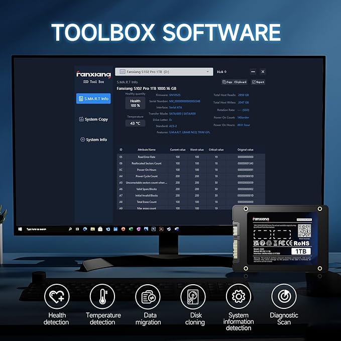 S101 1TB SSD SATA SSD 1TB Internal Solid State Drive SATA III 6Gb/s 2.5" SSD - Image 5