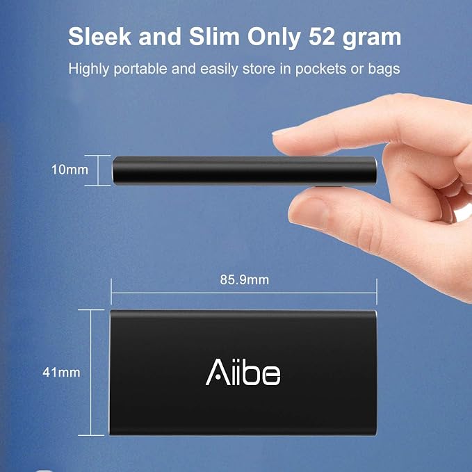 Aiibe External SSD 250GB External Hard Drive USB C Portable SSD, USB 3.1 - Image 5