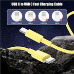 3-Pack Yellow 60W USB C to USB C Cable, Type C Fast Charging Cable - Image 7