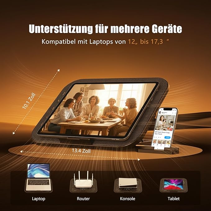 Laptop Cooling Pad with 3 Quiet Fans, 5-Level Height Adjustable Ergonomic Stand - Image 8