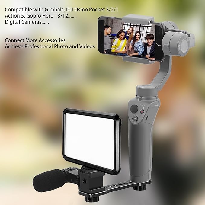 3 Port Cold Shoe Mount Plate for Camera LED Monitor Microphone etc., Aluminum - Image 2