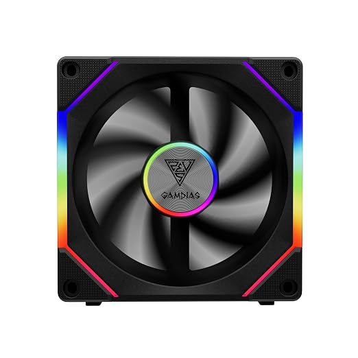 GAMDIAS 120mm ARGB PWM Case Fan, 2 Blades in 1 Fan Pack, Sync by GAMDIAS