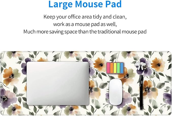 Watercolor Floral Large Mouse Pad, Gaming Keyboard Desk Pad, Extended Mouse Mat - Image 8