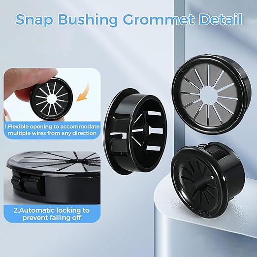 12 Pcs Cable Grommet, Snap Bushing 1-3/8" Mounting Diameter, Flexible - Image 3
