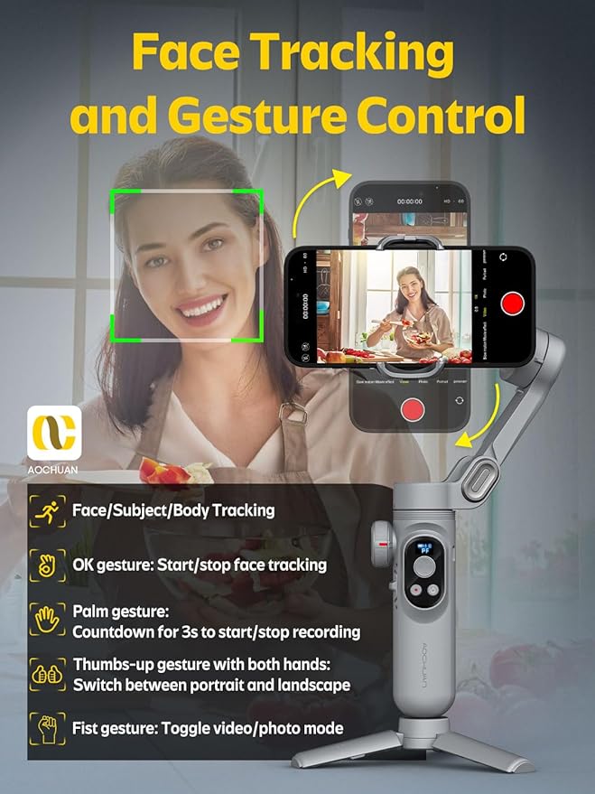 Professional Gimbal Stabilizer for Smartphone w/Wireless Charging OLED Display - Image 7