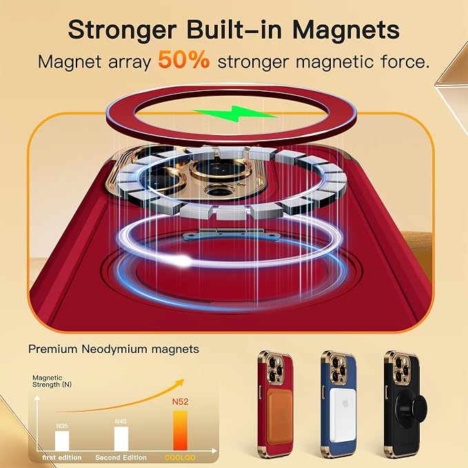 COOLQO for iPhone 15 Pro Max Case 6.7'' Upgraded 360° Spin Magnetic Stand - Image 4