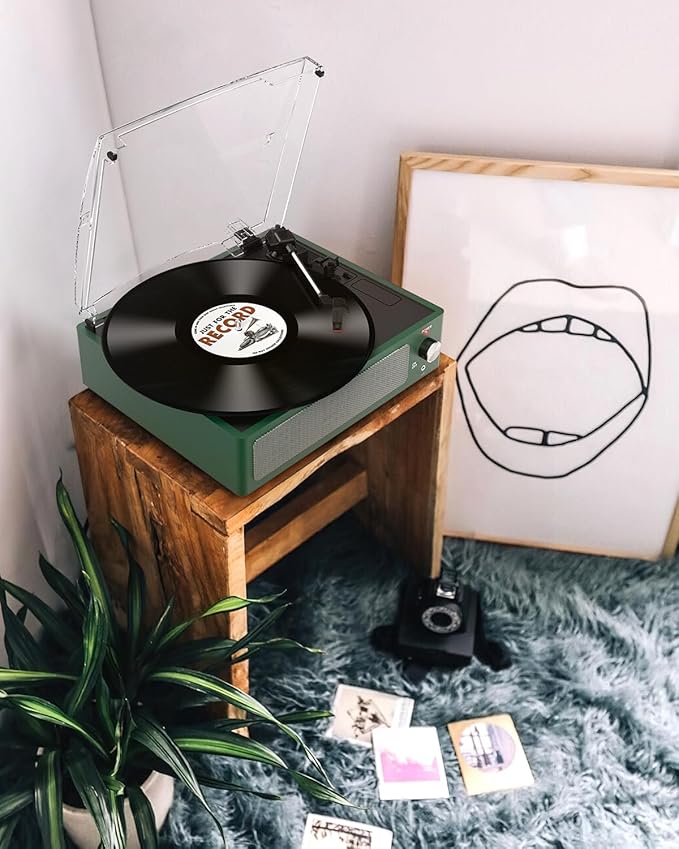 Vinyl Record Player with Speakers & Wireless Receiver Turntable - Image 2