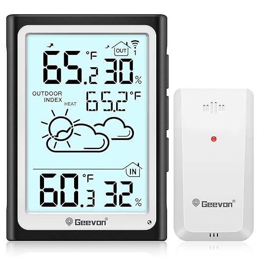 Geevon Large Display Digital Thermometer Hygrometer, Accurate Indoor Outdoor by GEEVON
